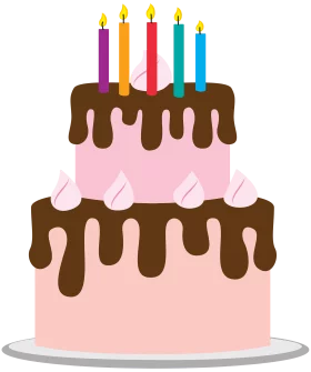 Delightful Two-Tier Pink Birthday Cake with Chocolate Drips and Candles Clipart