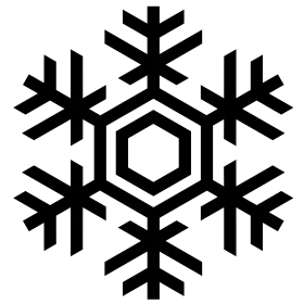 Elegant Black Snowflake Symmetrical Hexagon Winter Design Clipart for Seasonal Decor