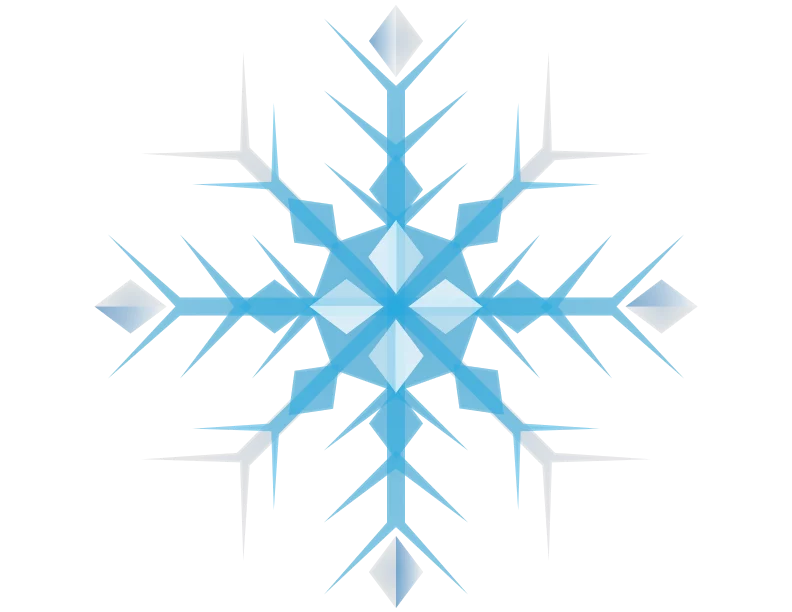 Elegant Blue Crystal Snowflake Winter Holiday Decorative Clipart Design