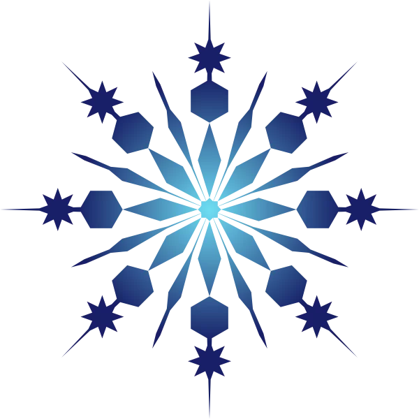 Elegant Blue Geometric Snowflake Star Pattern Clipart with Hexagonal Accents