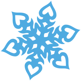 Elegant Blue Heart-Tipped Snowflake Winter Seasonal Decorative Clipart Element