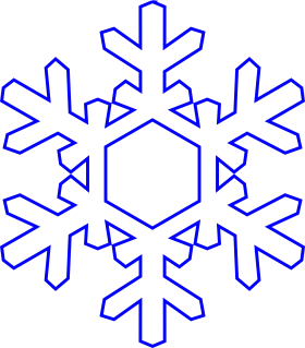 Elegant Blue Outline Snowflake with Hexagonal Center Winter Holiday Clipart