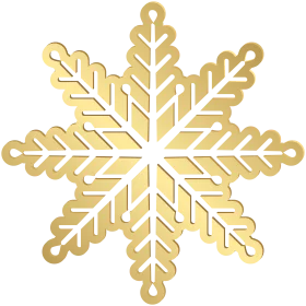 Elegant Golden Snowflake Winter Holiday Ornament Clipart Design Element