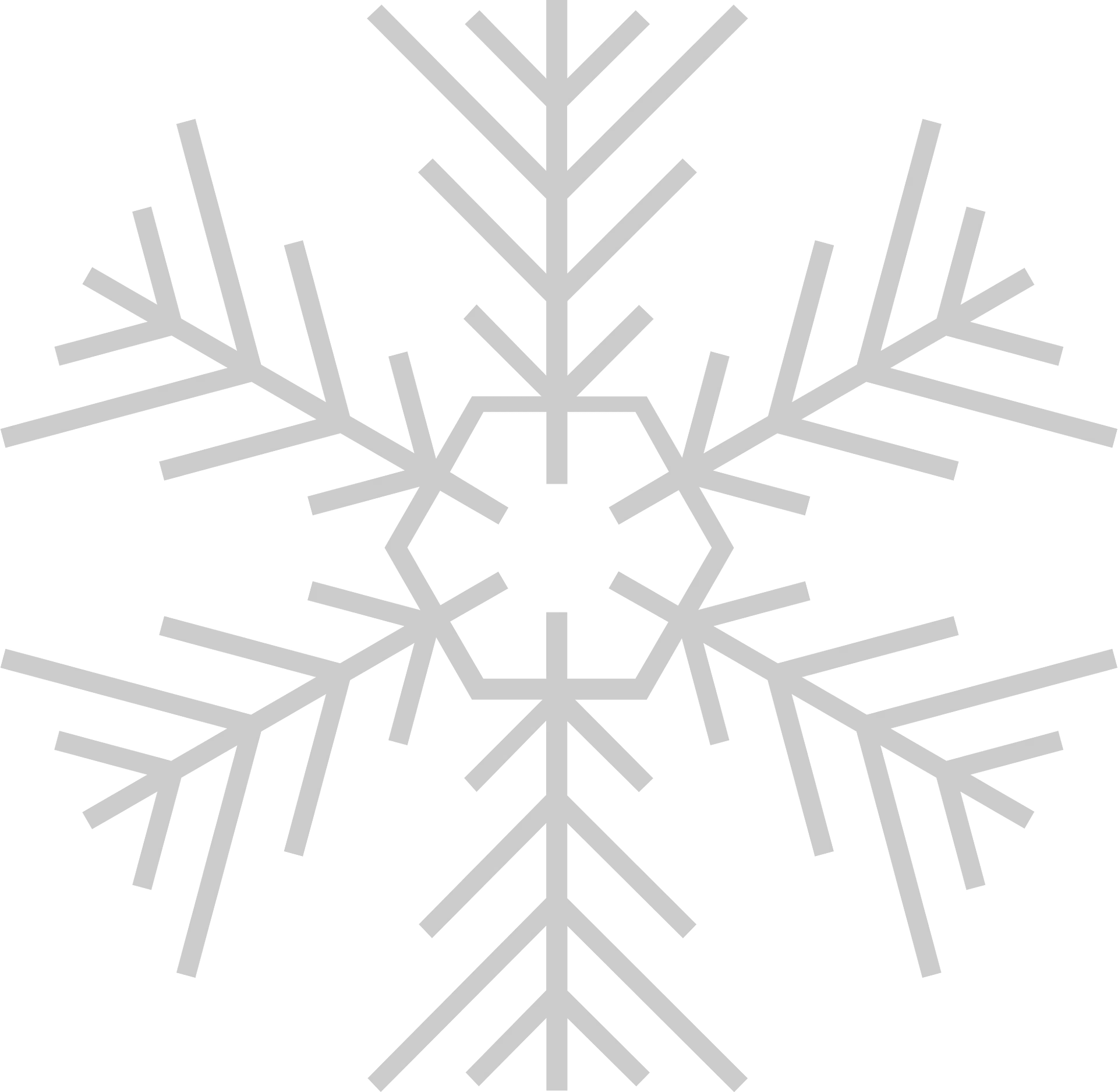 Elegant Grey Snowflake Winter Season Decorative Symmetric Clipart Design