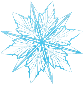 Elegant Light Blue Crystalline Snowflake Star Burst Winter Frost Clipart