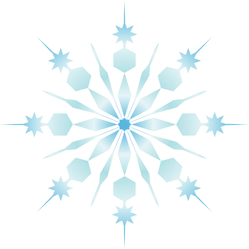 Elegant Light Blue Winter Snowflake Crystal Star Burst Pattern Clipart