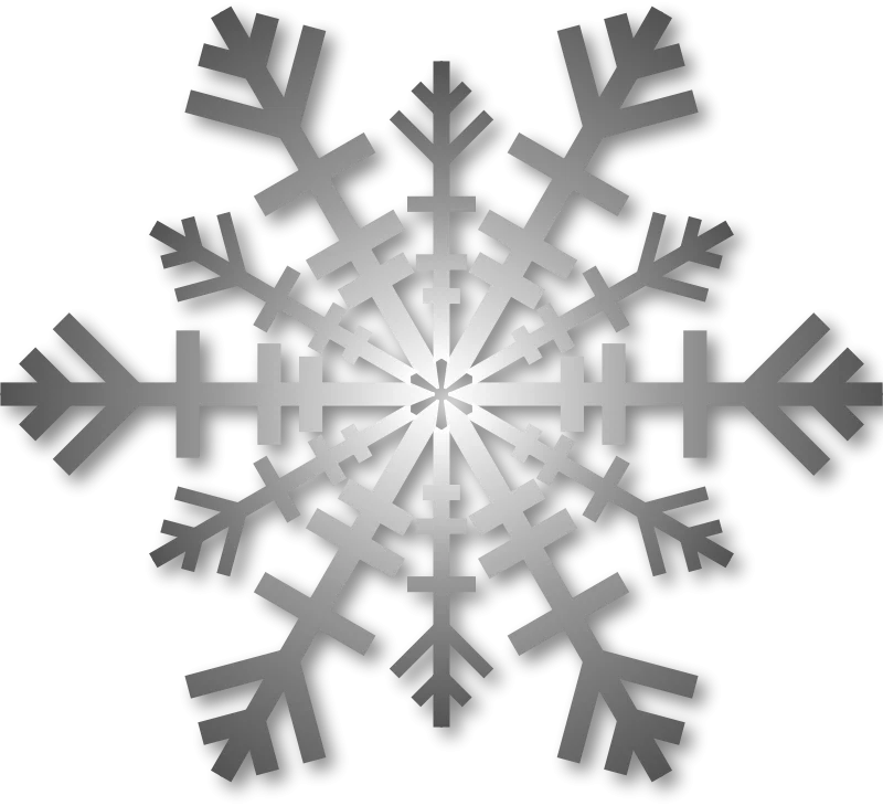 Elegant Silver Crystalline Winter Snowflake with Symmetrical Design Clipart