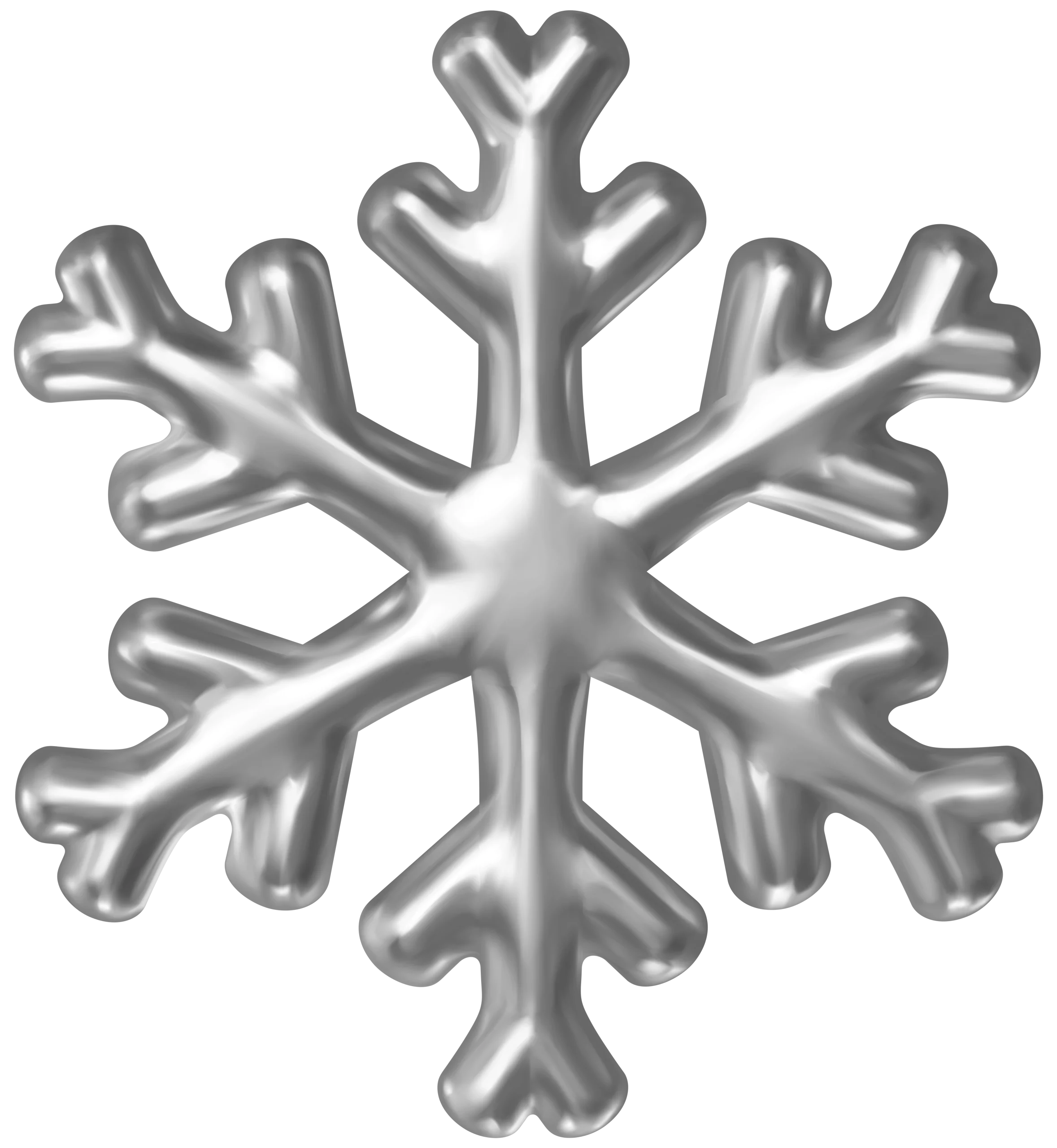 Elegant Silver Metallic Snowflake Winter Holiday Seasonal Decoration Clipart Symbol