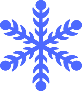 Elegant Symmetrical Blue Snowflake Winter Holiday Seasonal Decorative Clipart