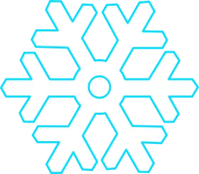 Elegant Turquoise Symmetrical Winter Snowflake Geometric Design Clipart Illustration