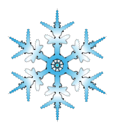 Elegant Winter Geometric Snowflake Blue Ice Crystal Formation Clipart Design