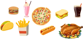 Fast Food Feast: Colorful Clipart Collection of Popular American Comfort Foods