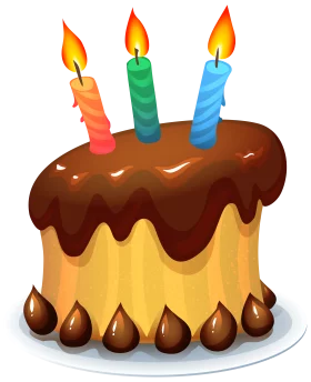 Festive Celebration Birthday Cake with Three Colorful Candles Chocolate Clipart