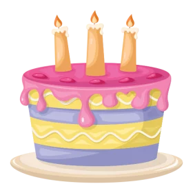 Festive Layered Birthday Cake with Three Candles Celebration Dessert Clipart