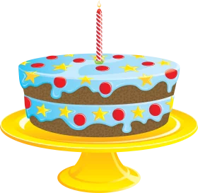 Festive Layered Chocolate Birthday Cake with Colorful Polka Dots Clipart