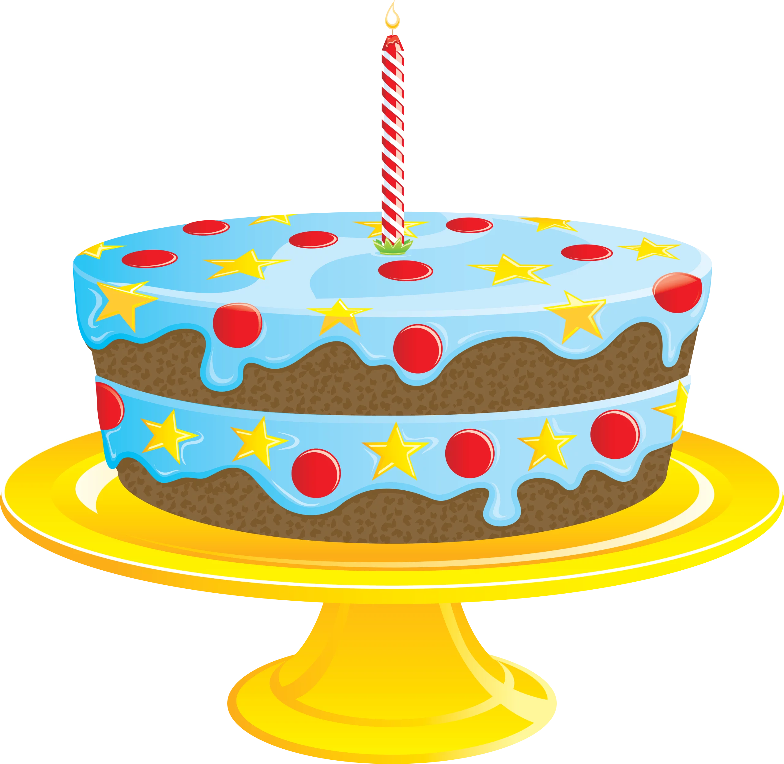 Festive Layered Chocolate Birthday Cake with Colorful Polka Dots Clipart