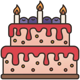 Festive Two-Tier Birthday Cake with Candles Celebration Clipart Illustration