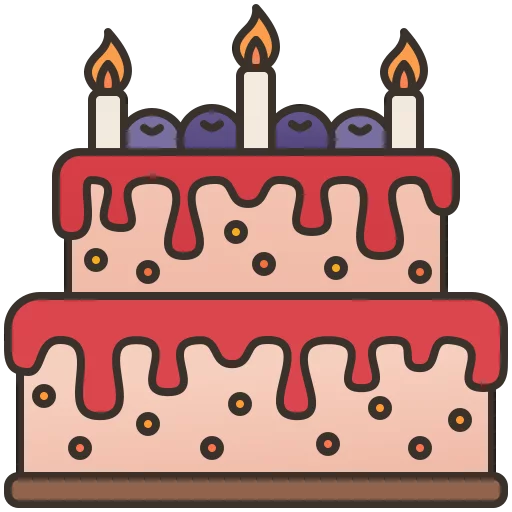 Festive Two-Tier Birthday Cake with Candles Celebration Clipart Illustration