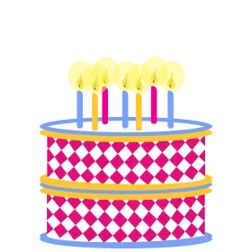 Festive Two-Tier Birthday Celebration Cake with Candles Colorful Party Clipart