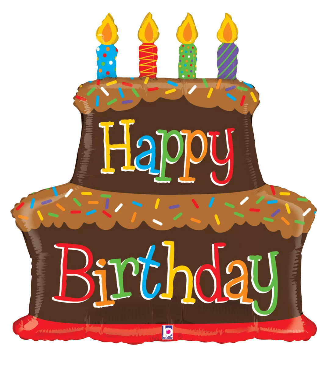 Festive Two-Tiered Birthday Cake Clipart with Colorful Candles and Sprinkles