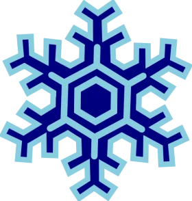 Geometric Blue Hexagonal Snowflake Winter Symbol Decorative Holiday Clipart