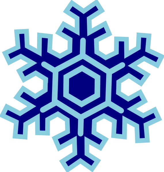 Geometric Blue Hexagonal Snowflake Winter Symbol Decorative Holiday Clipart