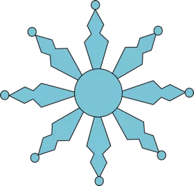 Geometric Light Blue Snowflake with Diamond Rays Winter Season Clipart Design