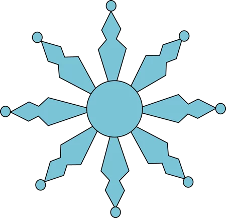 Geometric Light Blue Snowflake with Diamond Rays Winter Season Clipart Design