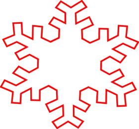 Geometric Red Outline Snowflake Winter Holiday Season Symmetrical Clipart Design