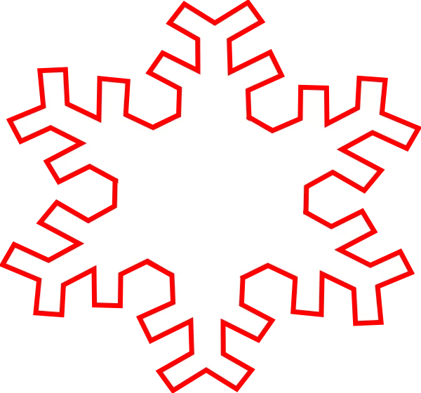 Geometric Red Outline Snowflake Winter Holiday Season Symmetrical Clipart Design