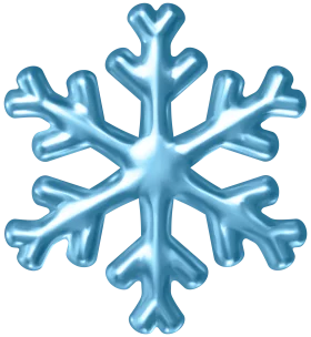 Glossy Blue Winter Snowflake Symbol with 3D Metallic Finish Clipart for Seasonal Design