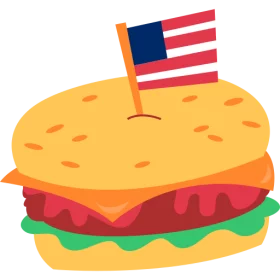 Patriotic American Hamburger with USA Flag Clipart Illustration for July 4th