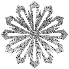 Silver Sparkling Snowflake Winter Decoration Clipart with Radial Arrow Design