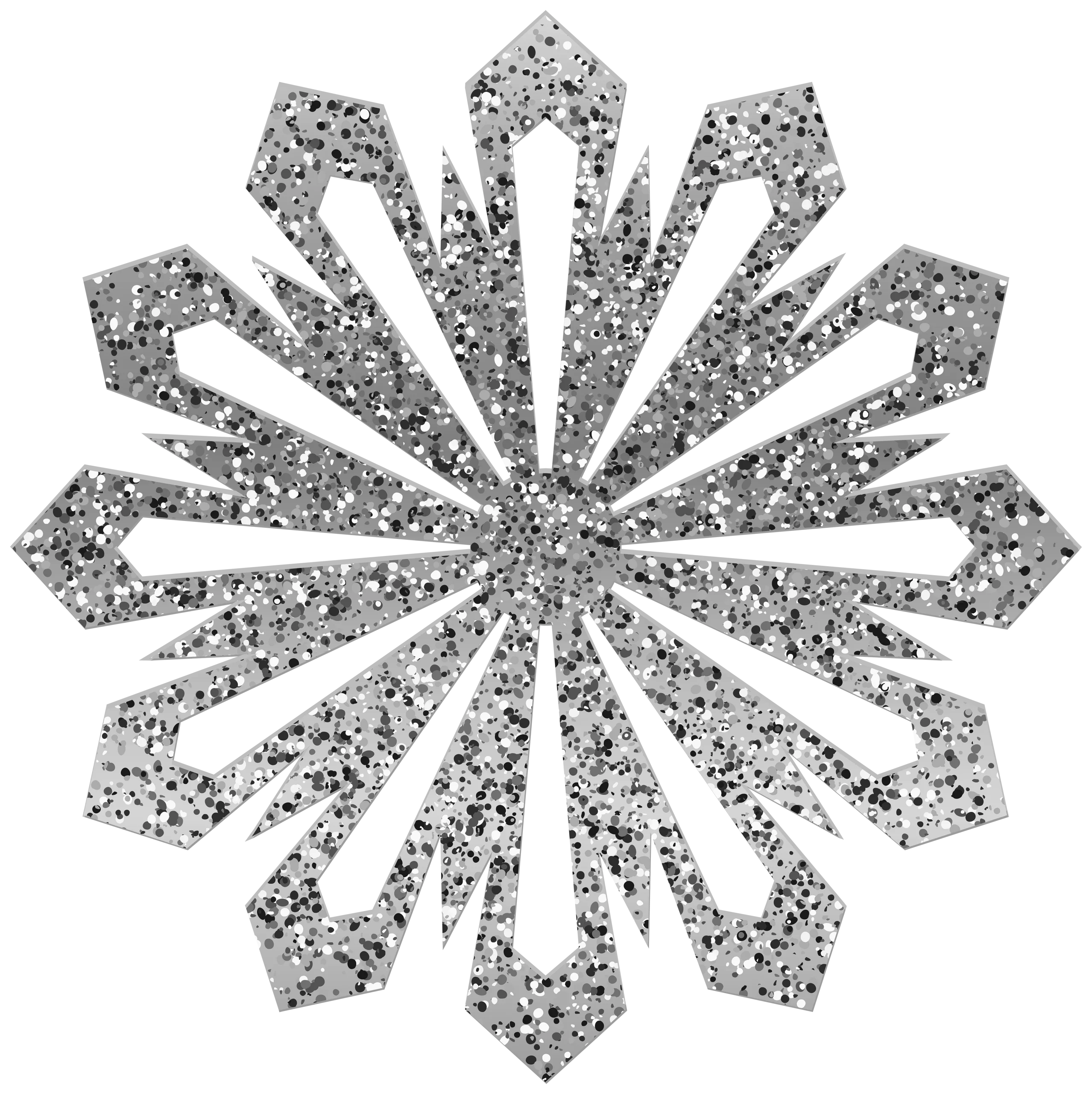 Silver Sparkling Snowflake Winter Decoration Clipart with Radial Arrow Design