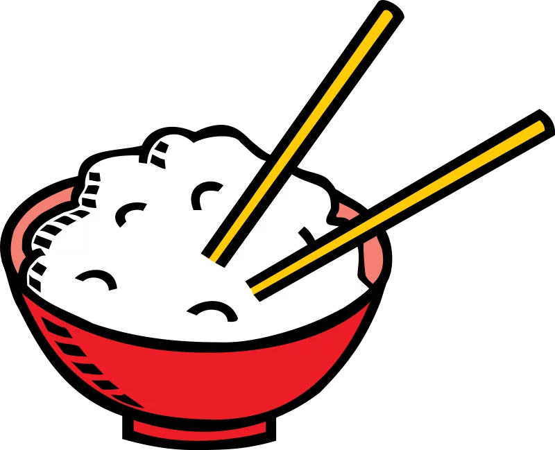 Simple Bowl of White Rice with Chopsticks - Traditional Asian Food Clipart