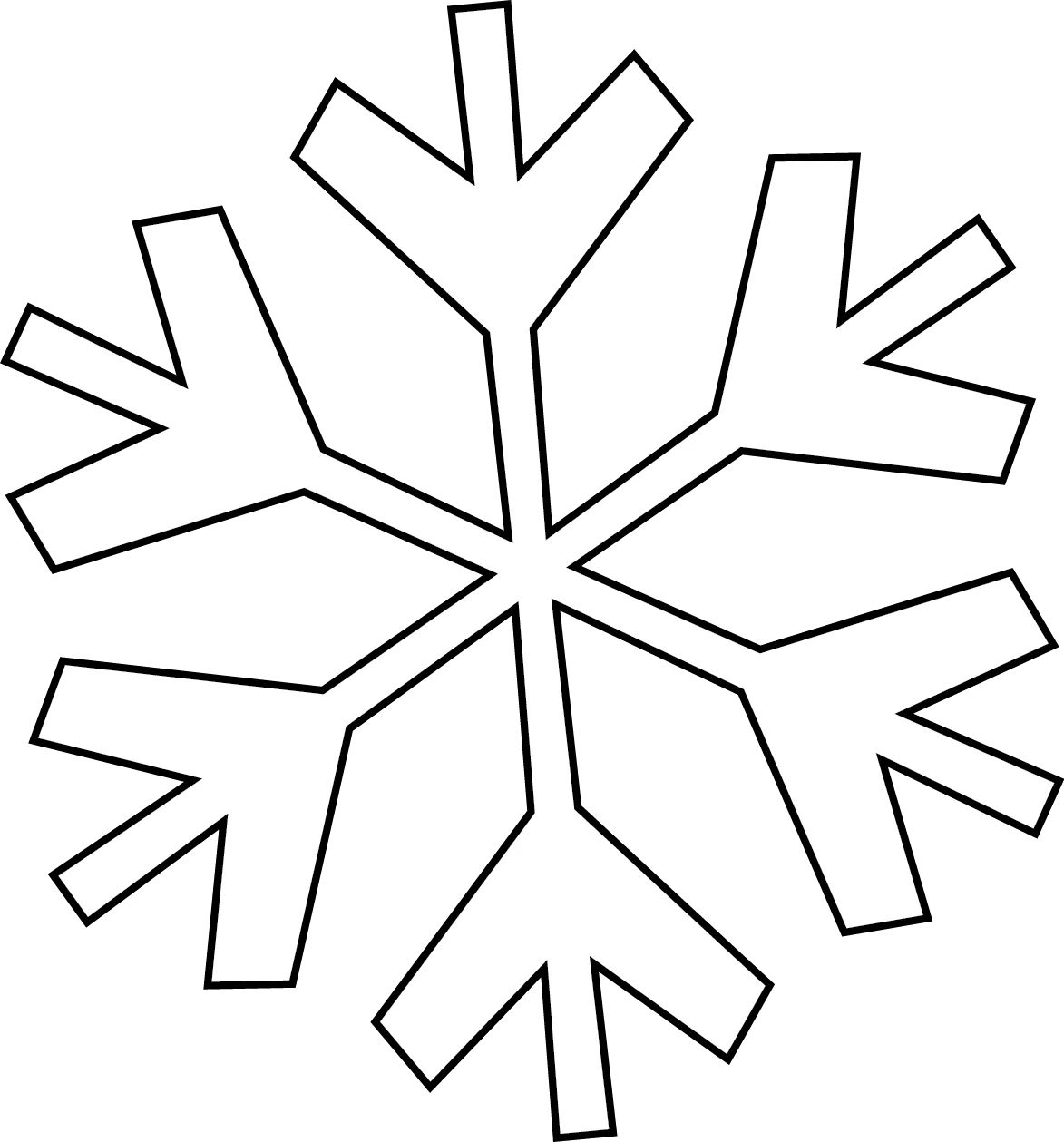 Simple Geometric Snowflake Winter Symbol Outline Drawing Clipart for Holiday Design