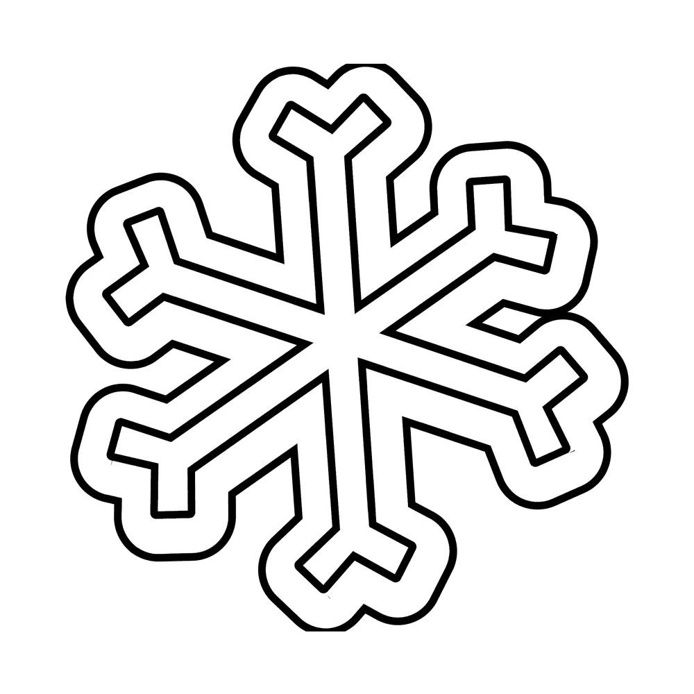 Simple Symmetrical Six-Pointed Snowflake Winter Season Holiday Themed Clipart