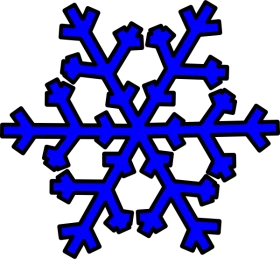 Vibrant Blue Symmetrical Snowflake Winter Season Decorative Clipart Design