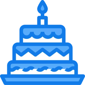 Vibrant Blue Three-Tier Birthday Cake Celebration Clipart Icon with Candle