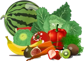 Vibrant Fresh Fruits and Vegetables Healthy Food Collection Clipart Illustration