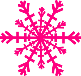 Vibrant Pink Snowflake Clipart with Geometric Pattern and Symmetrical Design