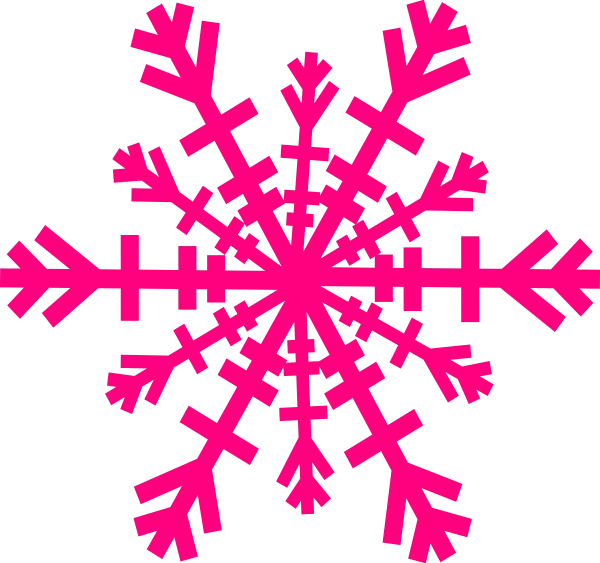 Vibrant Pink Snowflake Clipart with Geometric Pattern and Symmetrical Design