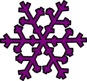 Vibrant Purple Winter Snowflake with Black Outline Seasonal Holiday Clipart