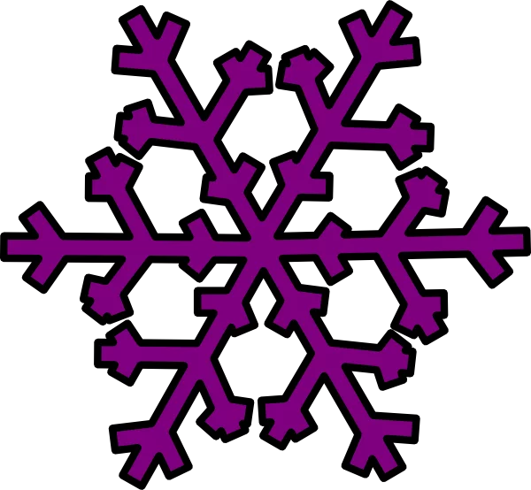 Vibrant Purple Winter Snowflake with Black Outline Seasonal Holiday Clipart