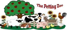 The Petting Zoo with Apple Tree and Farm Animals Clipart for Children