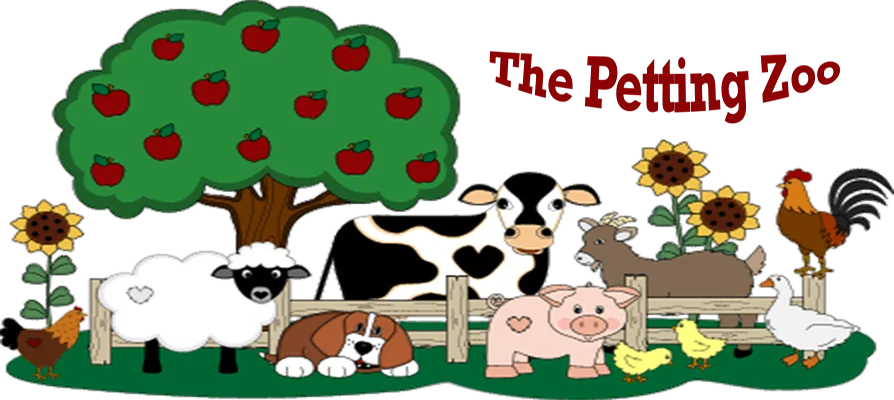 The Petting Zoo with Apple Tree and Farm Animals Clipart for Children