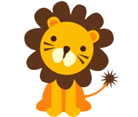 Adorable Cartoon Lion with Fluffy Mane and Whiskers - Cute Animal Clipart for Children