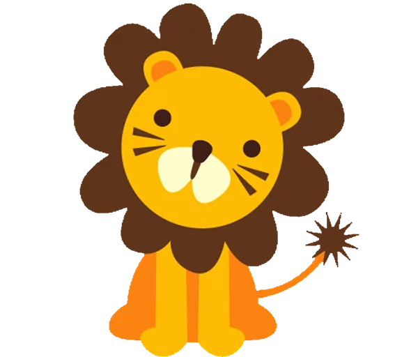 Adorable Cartoon Lion with Fluffy Mane and Whiskers - Cute Animal Clipart for Children