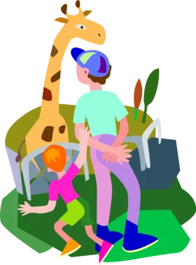 Colorful Adventure Playground Clipart with Children and Giant Giraffe