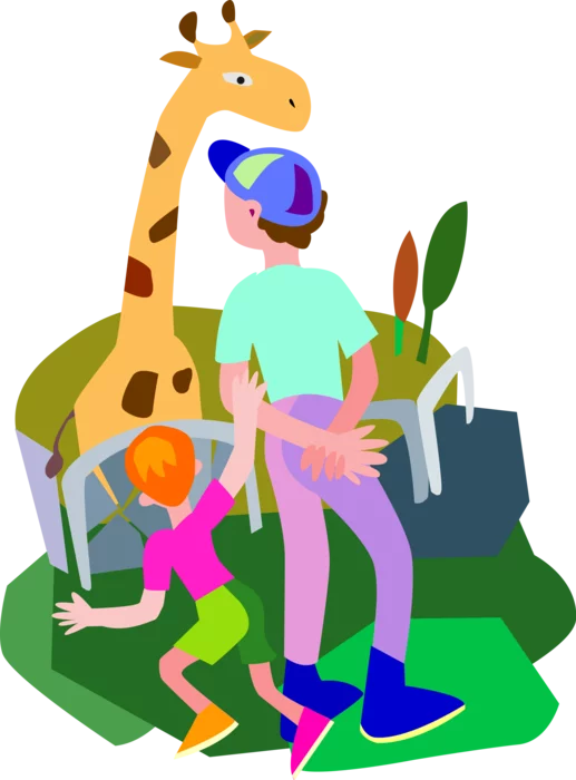 Colorful Adventure Playground Clipart with Children and Giant Giraffe